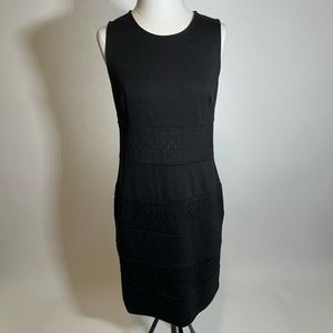 NWT Apt. 9 Black Sleeveless Sheath Eyelet Panel Dress Womens Size Small S Career